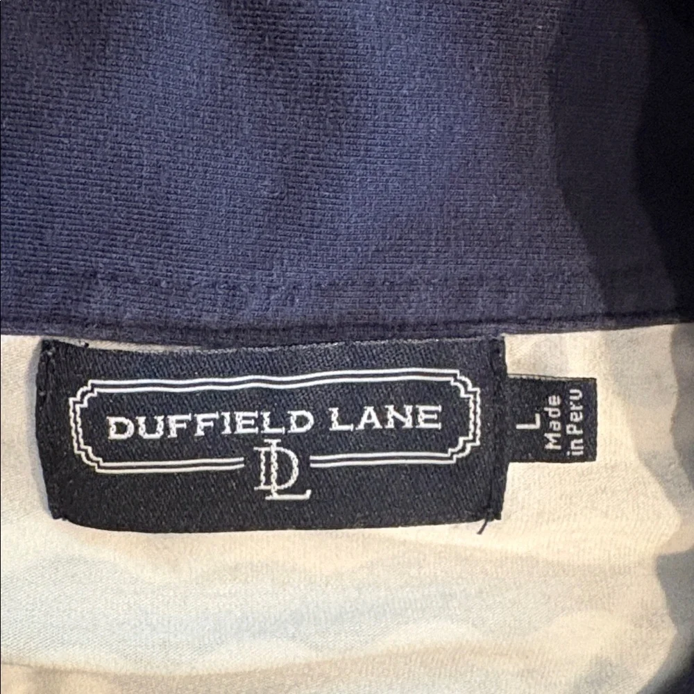 Duffield Lane blue and white striped mock turtleneck shirt / dress L